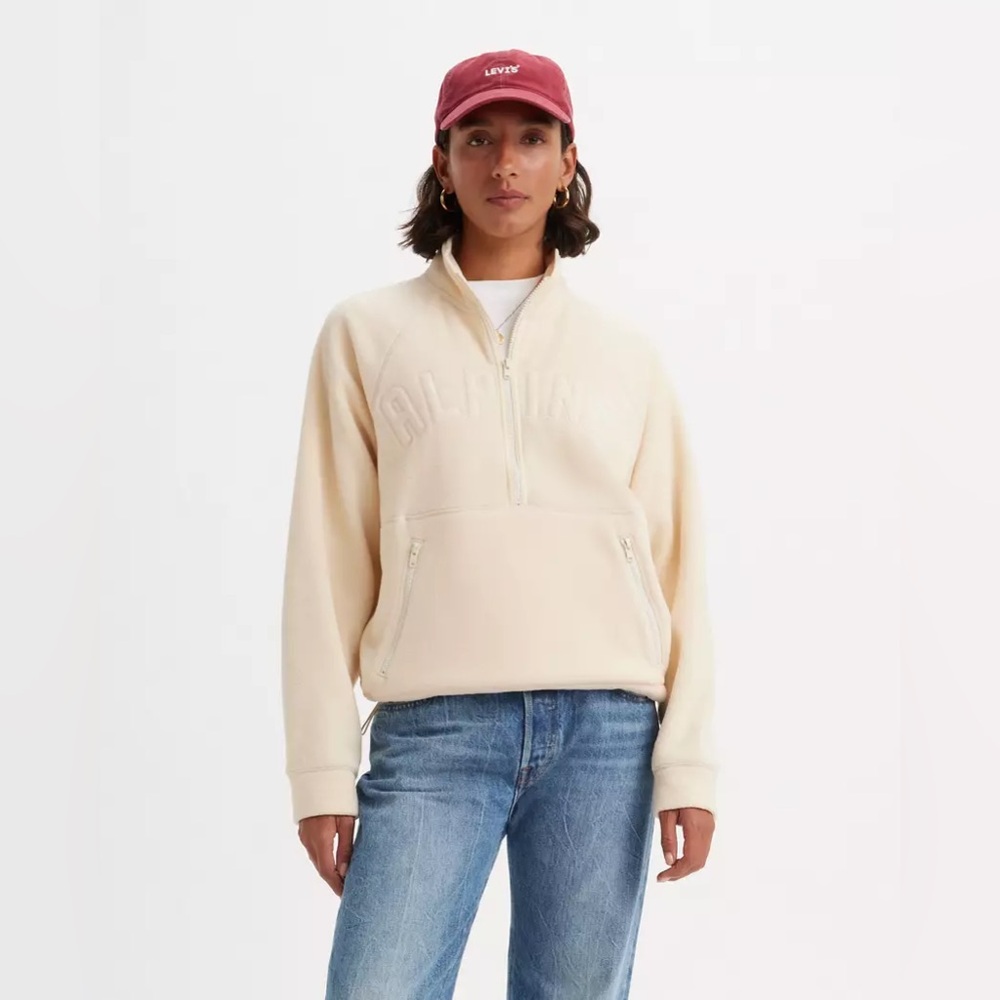 NWT Levi’s Alpine Gold Tab Summer 1/4 Zip Relaxed Fit Beige Sweater Sz S